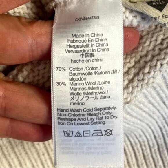 Madewell Ruffle-Neck Pullover Sweater Cotton-Merino Yarn Heather Oak - Picture 5 of 6